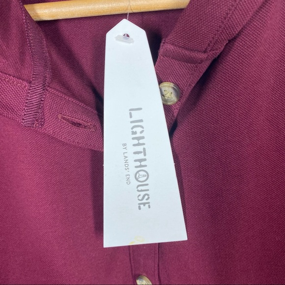 Lighthouse by Lands End Burgundy Henley Hoodie Top - Picture 2 of 8